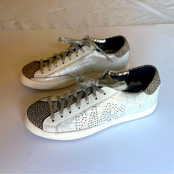 P448 John iridescent animal print leather sneaker made in Italy size 40 - Picture 1 of 13